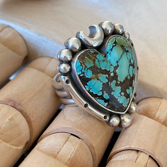 Pacific Crest Silver Turquoise heart sterling silver ring - Picture 3 of 9
